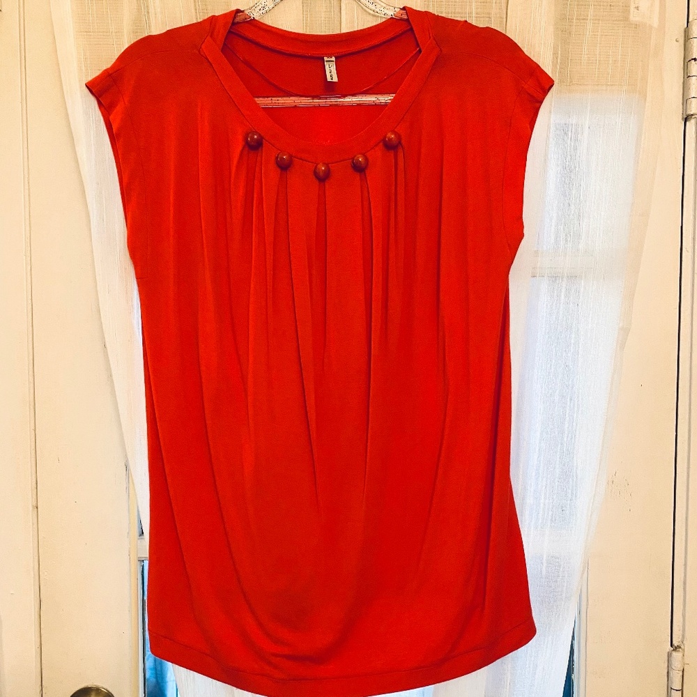 Red Chic Soft Top with Wooden Bids. Size XS - fits S